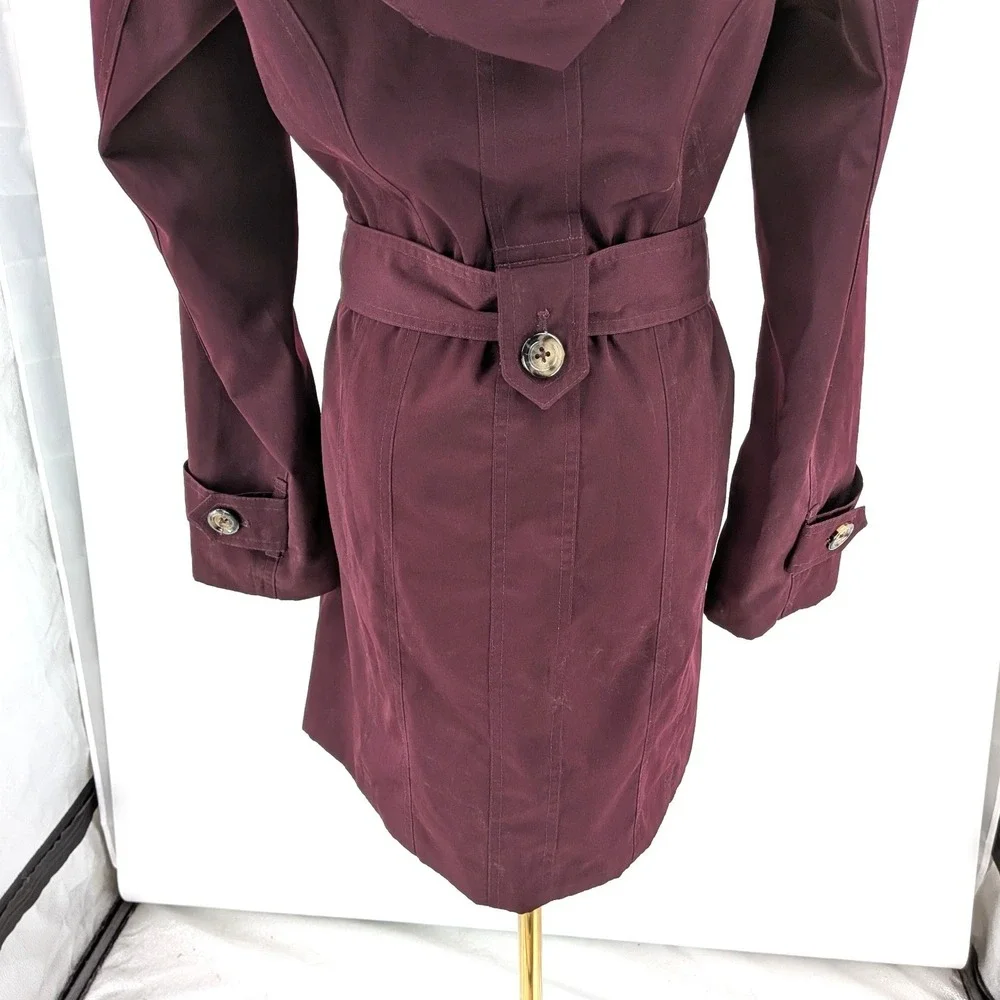 London Fog‎ Trench Coat Belted Double Breasted Plum Mid Length Classic S